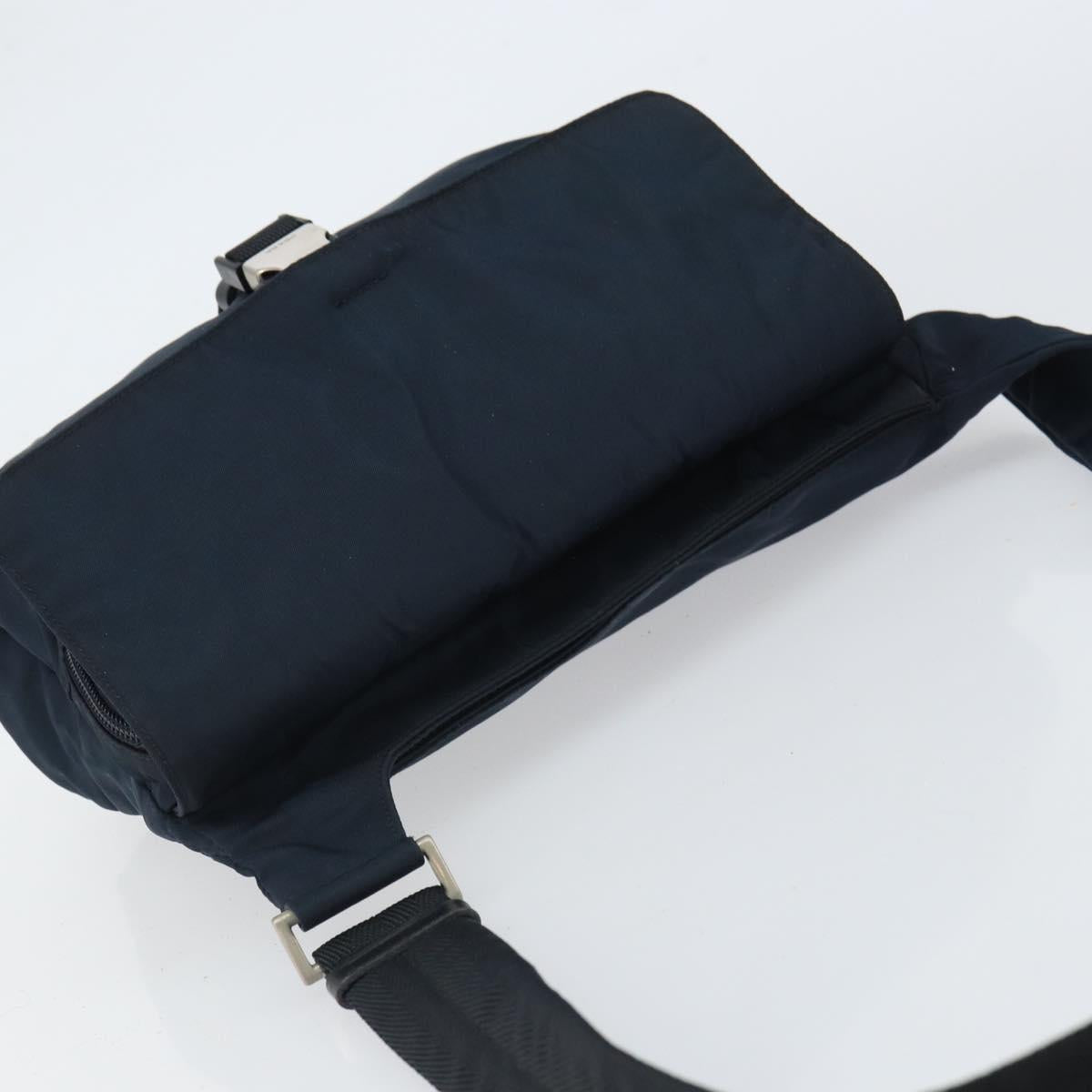 PRADA Shoulder Bag Nylon Navy Silver Auth 161779