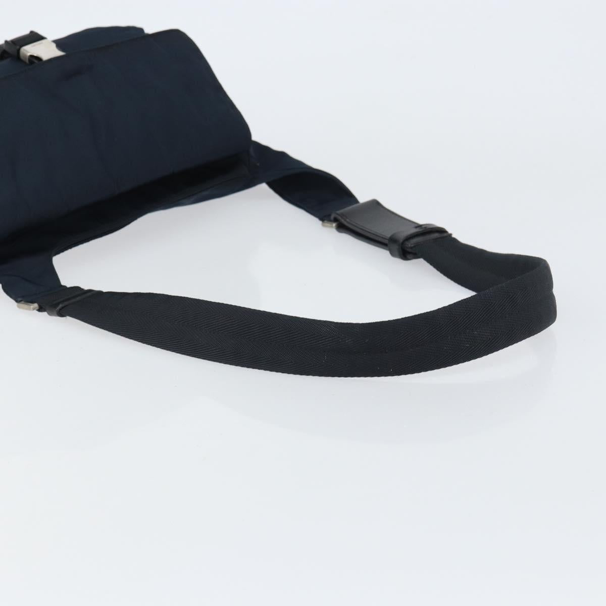 PRADA Shoulder Bag Nylon Navy Silver Auth 161779