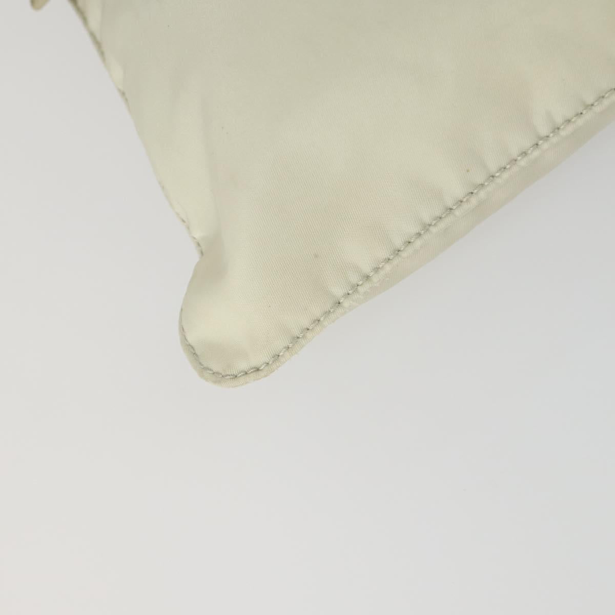 PRADA Shoulder Bag Nylon Ivory Silver Auth 161780