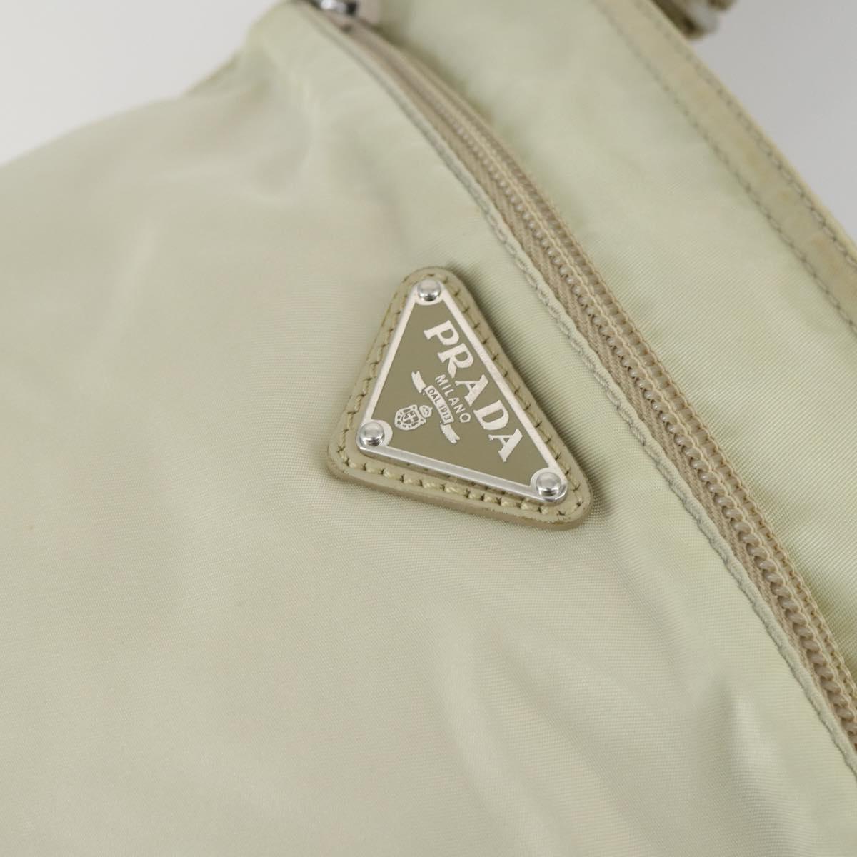 PRADA Shoulder Bag Nylon Ivory Silver Auth 161780