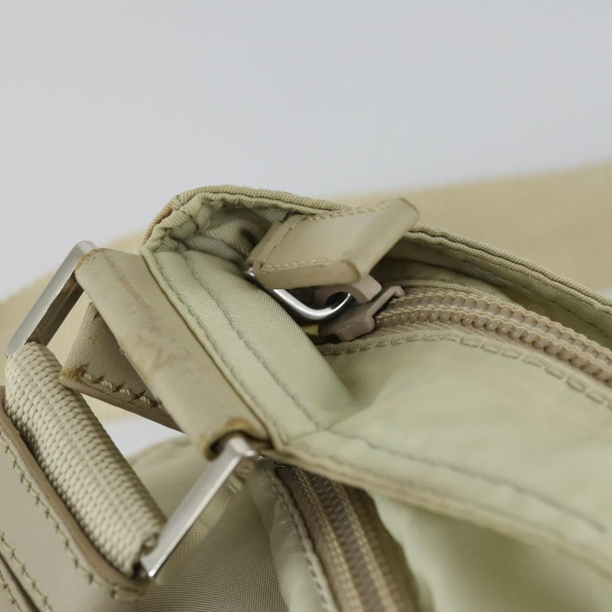 PRADA Shoulder Bag Nylon Ivory Silver Auth 161780