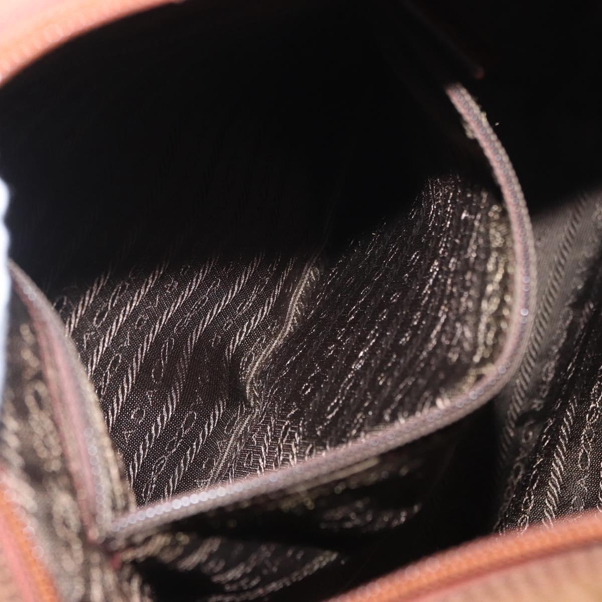 PRADA Tote Bag Nylon Brown Gold Auth 161781