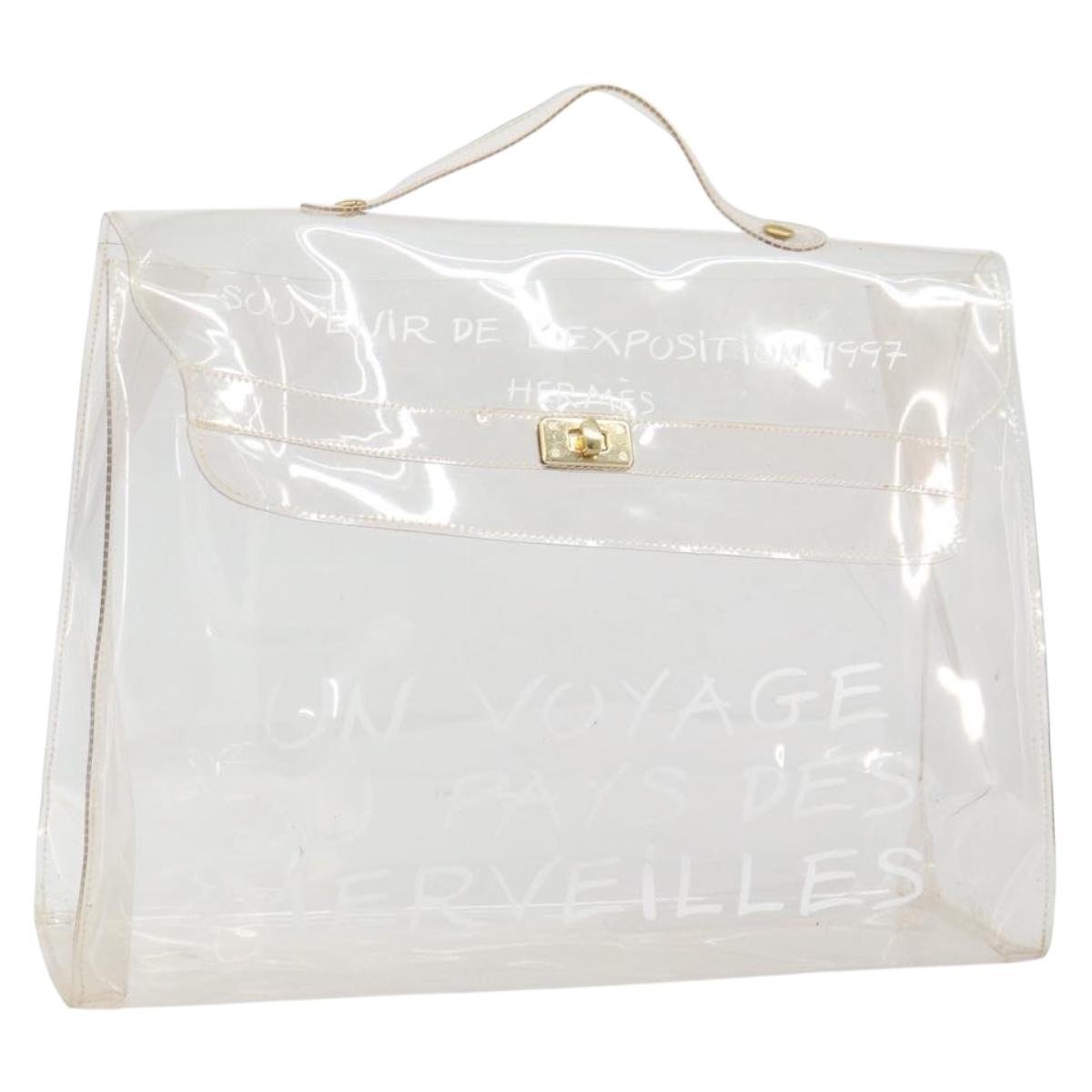 HERMES Vinyl Kelly Hand Bag Vinyl Clear Auth 161786