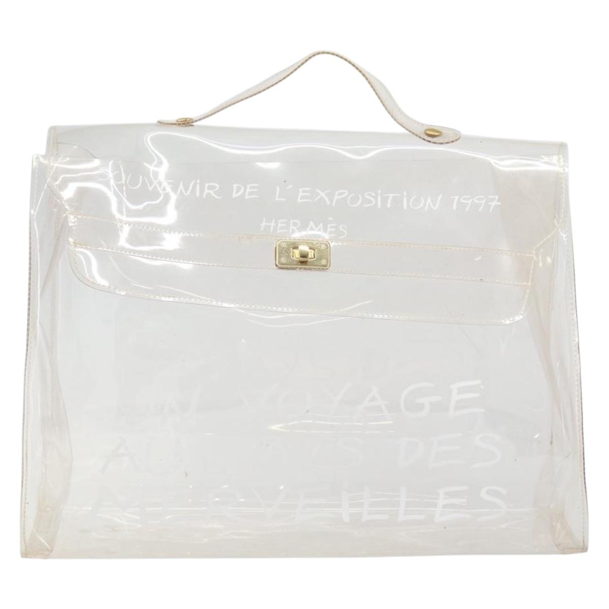 HERMES Vinyl Kelly Hand Bag Vinyl Clear Auth 161786