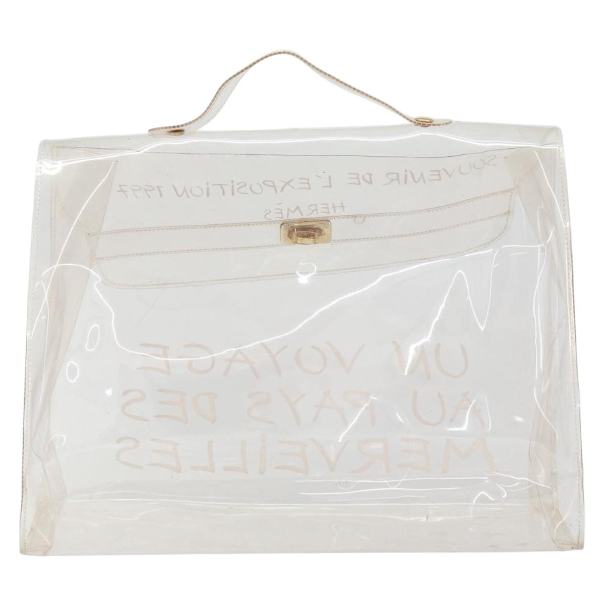 HERMES Vinyl Kelly Hand Bag Vinyl Clear Auth 161786