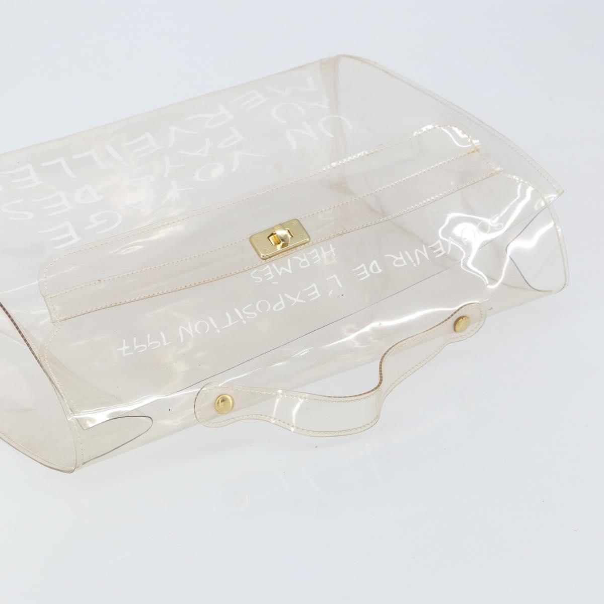 HERMES Vinyl Kelly Hand Bag Vinyl Clear Auth 161786