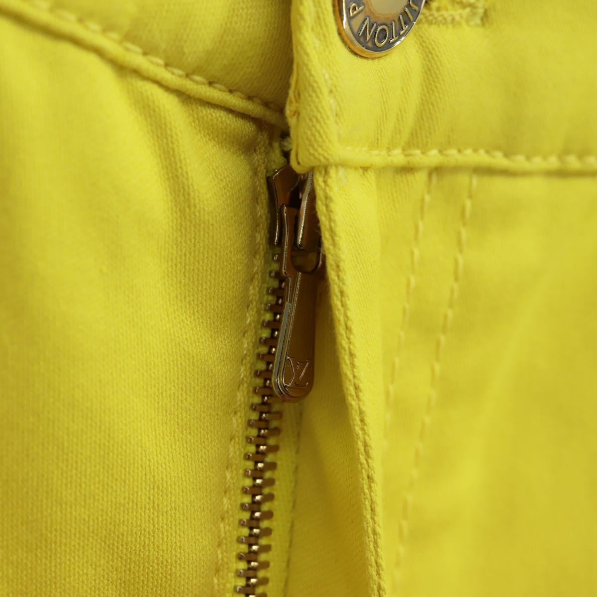 LOUIS VUITTON Side Zip Pants Cotton Yellow LV Auth 161790M