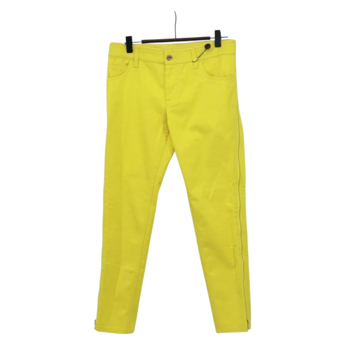 LOUIS VUITTON Side Zip Pants Cotton Yellow LV Auth 161790M