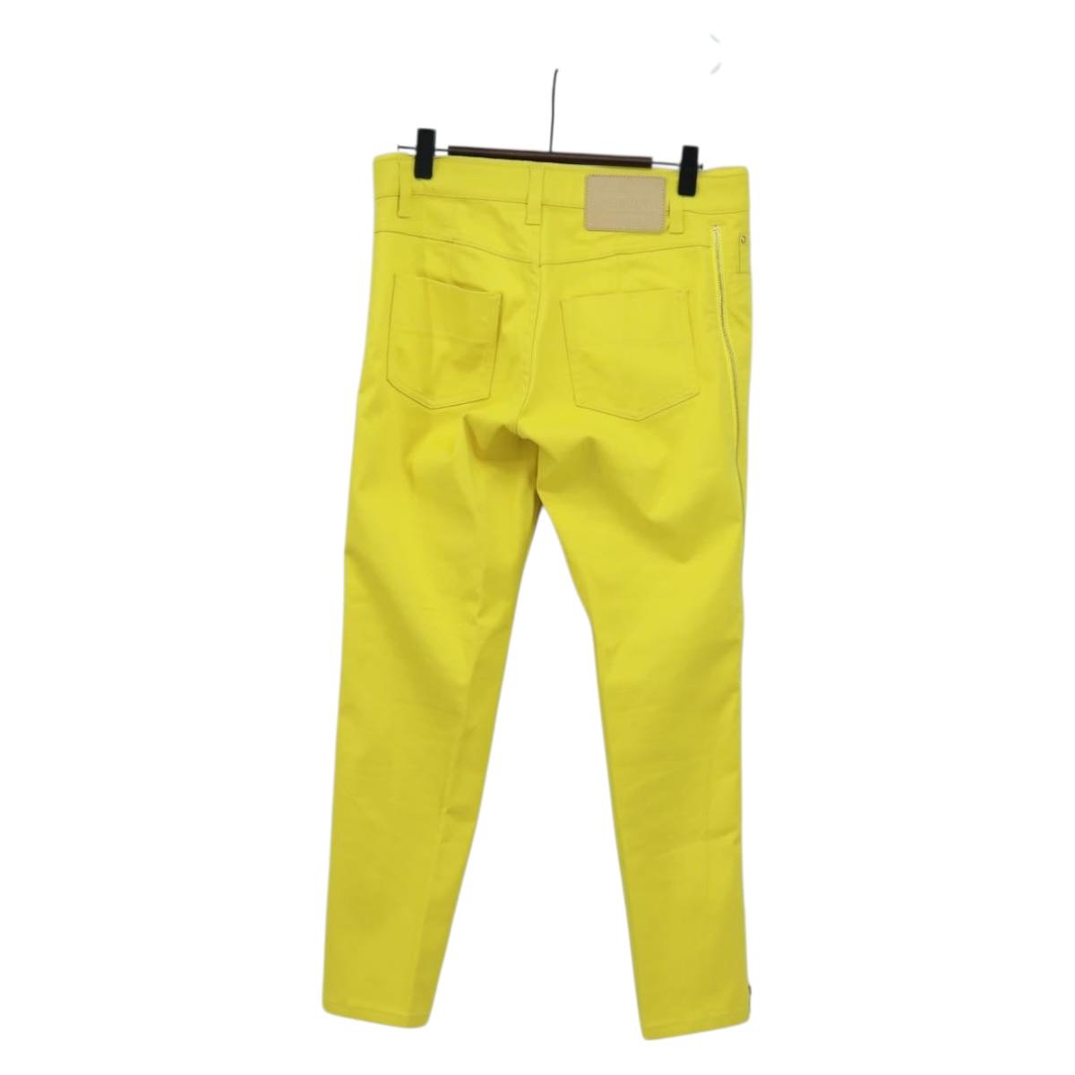 LOUIS VUITTON Side Zip Pants Cotton Yellow LV Auth 161790M