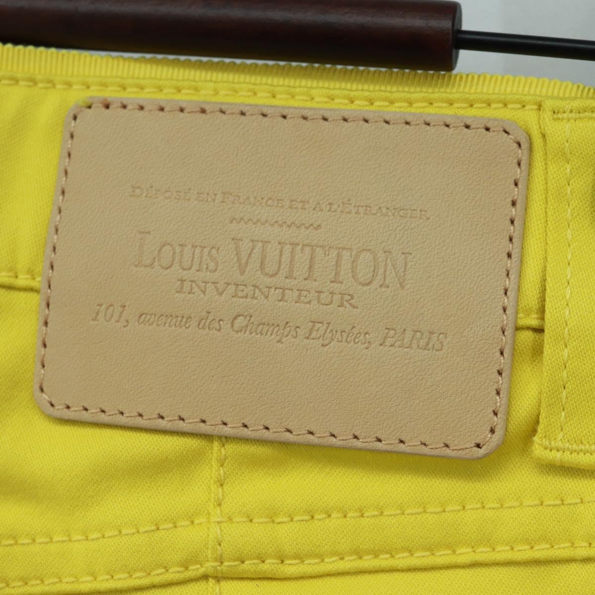 LOUIS VUITTON Side Zip Pants Cotton Yellow LV Auth 161790M