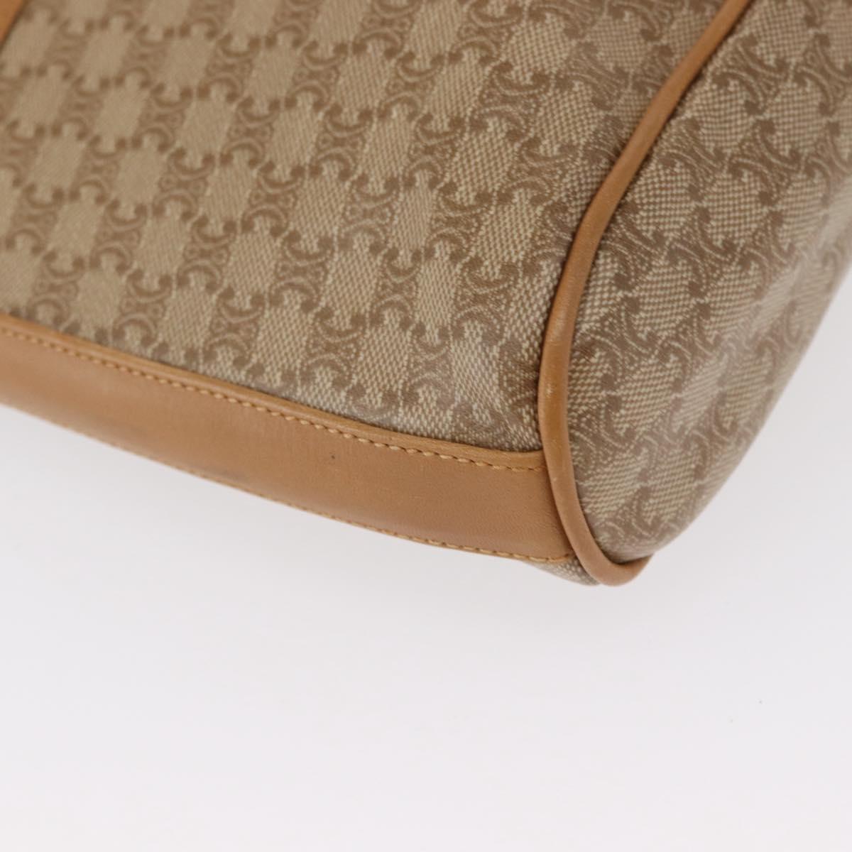 CELINE Macadam Canvas Shoulder Bag PVC Beige Gold Auth 161796