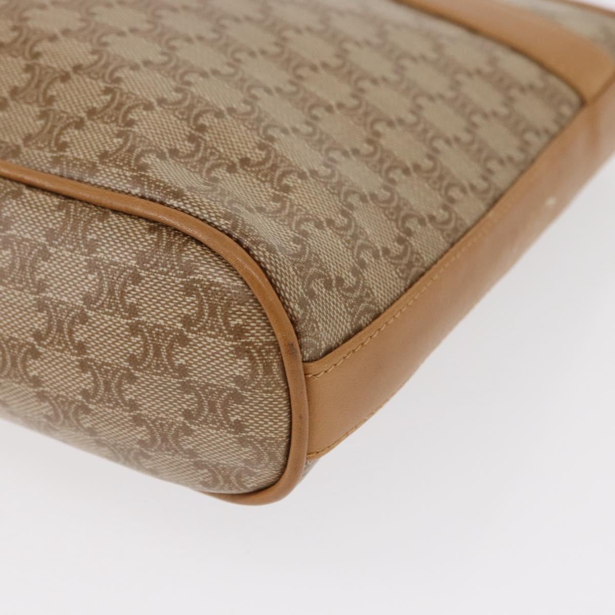 CELINE Macadam Canvas Shoulder Bag PVC Beige Gold Auth 161796