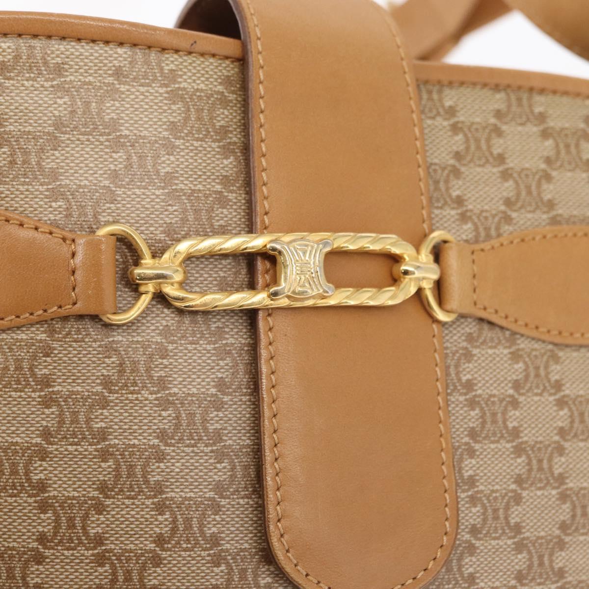CELINE Macadam Canvas Shoulder Bag PVC Beige Gold Auth 161796