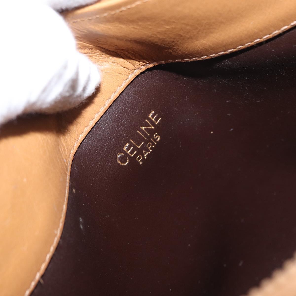 CELINE Macadam Canvas Shoulder Bag PVC Beige Gold Auth 161796