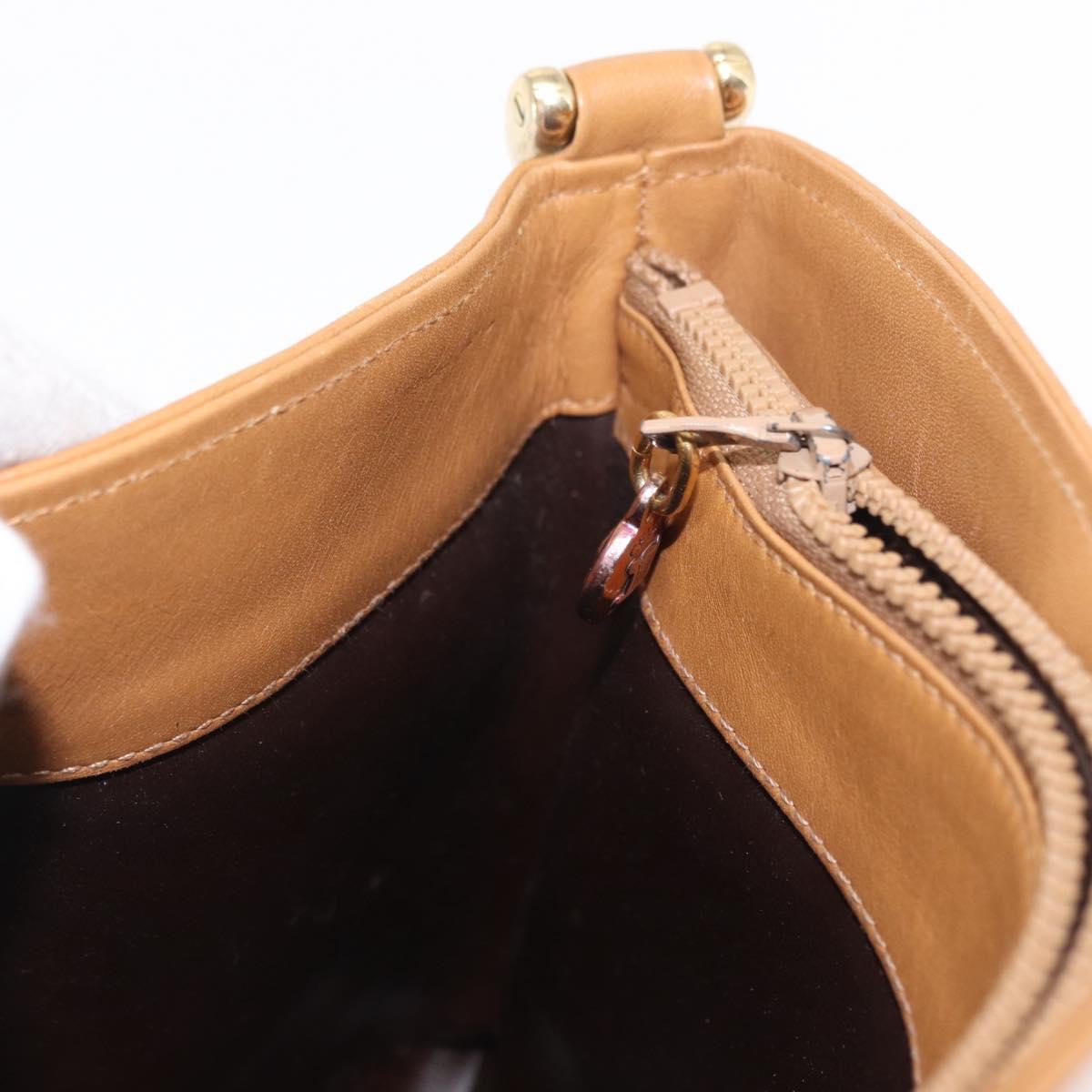 CELINE Macadam Canvas Shoulder Bag PVC Beige Gold Auth 161796