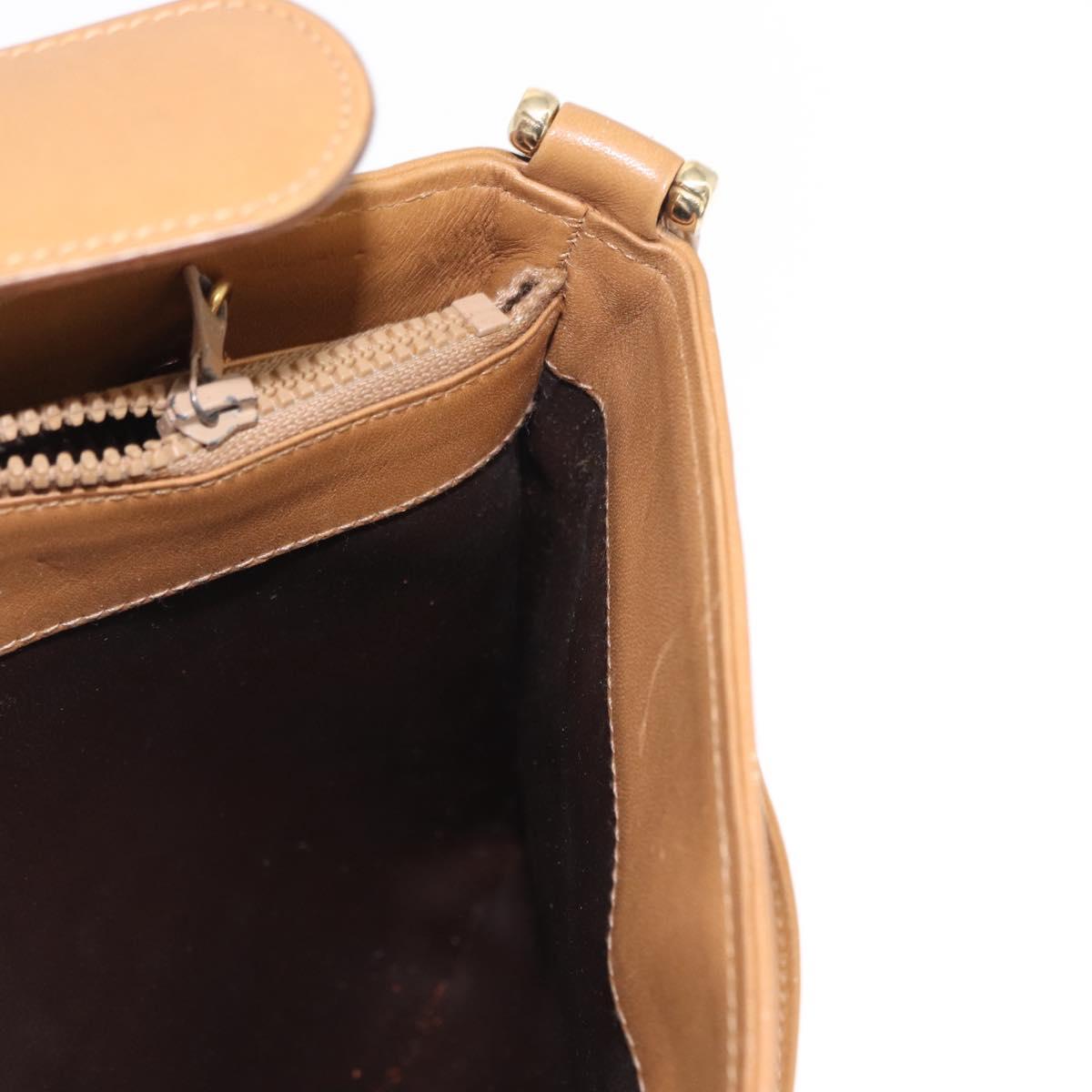 CELINE Macadam Canvas Shoulder Bag PVC Beige Gold Auth 161796