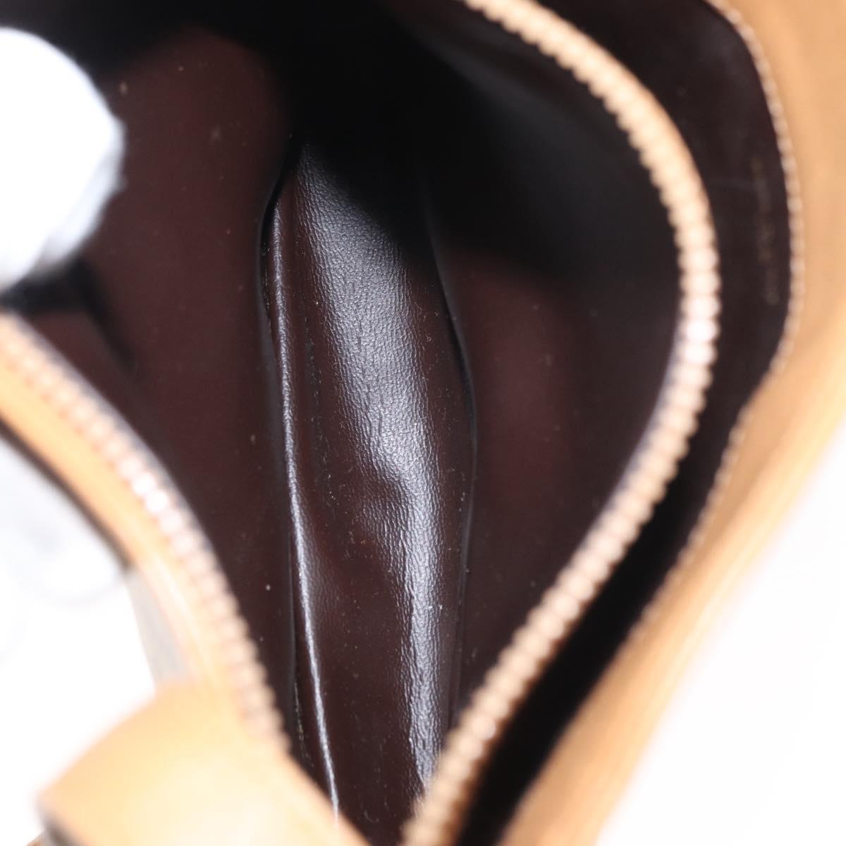 CELINE Macadam Canvas Shoulder Bag PVC Beige Gold Auth 161796