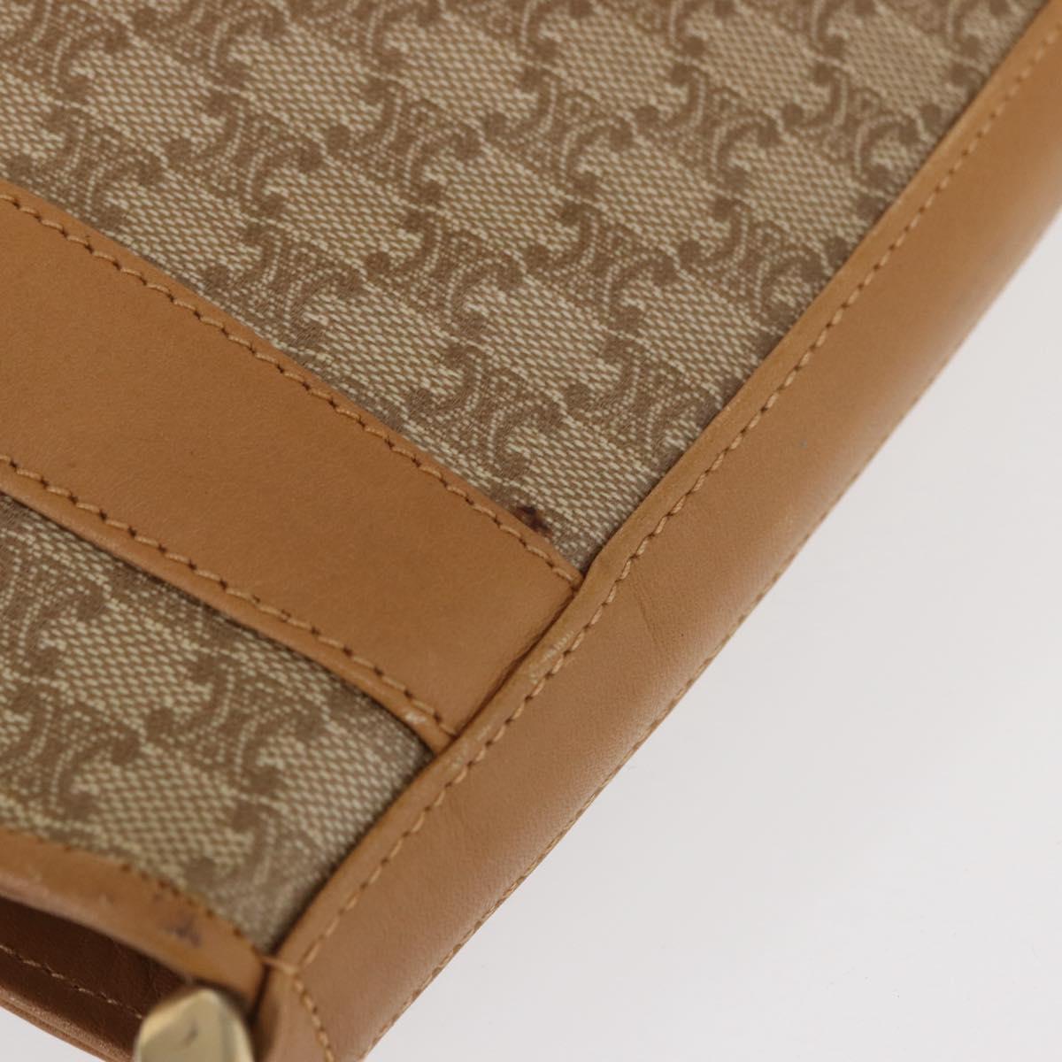 CELINE Macadam Canvas Shoulder Bag PVC Beige Gold Auth 161796