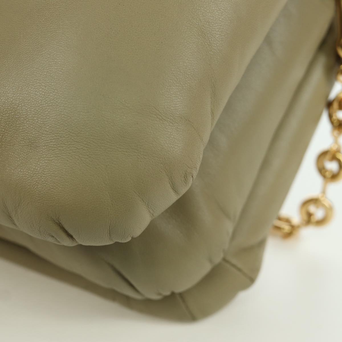 LOEWE Puffer Goya Bag Shoulder Bag Leather Green Gold Auth 161799SAM