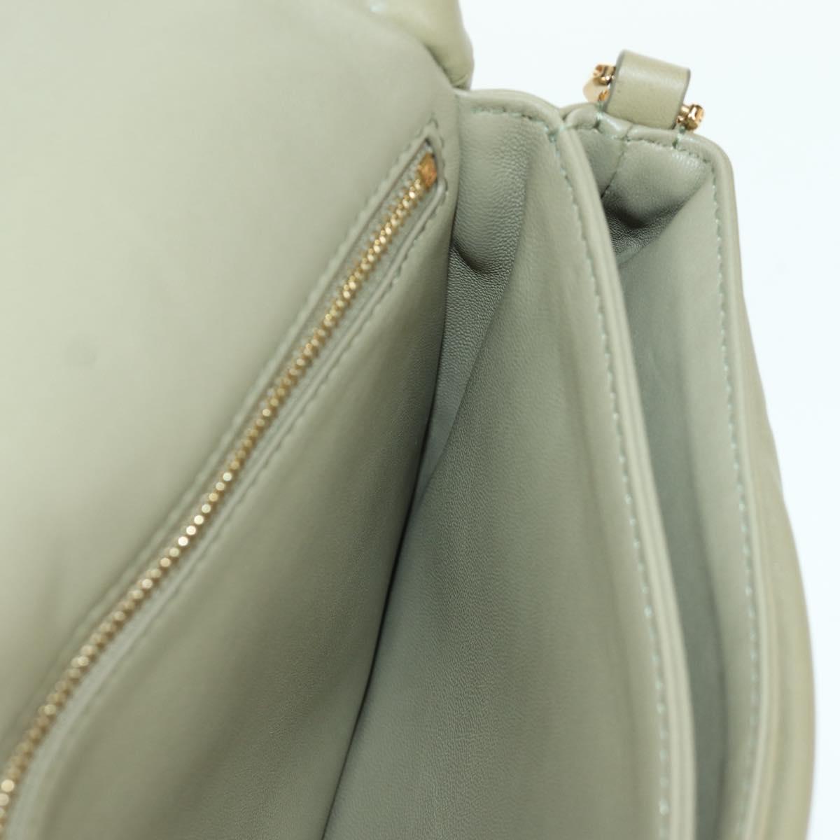 LOEWE Puffer Goya Bag Shoulder Bag Leather Green Gold Auth 161799SAM