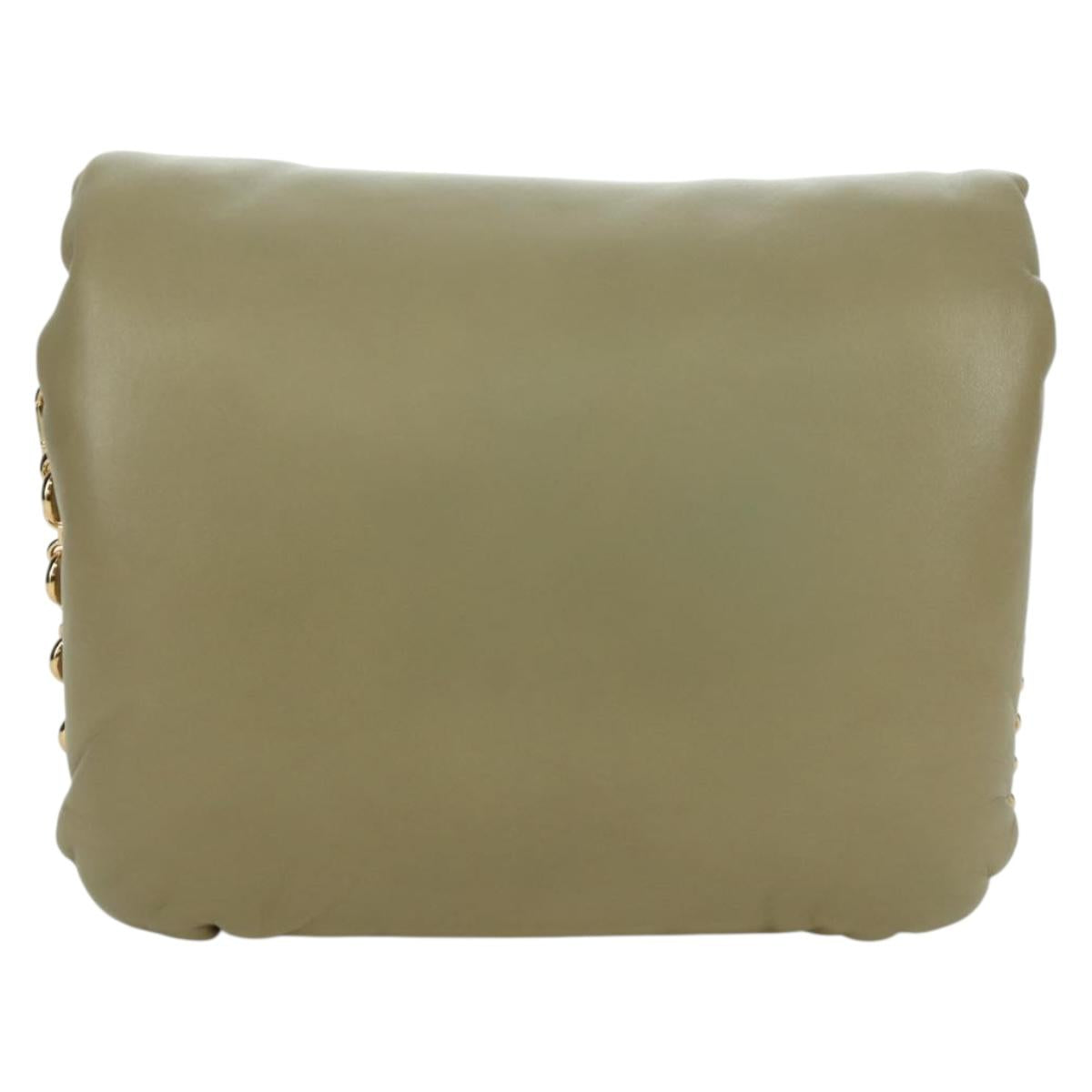 LOEWE Puffer Goya Bag Shoulder Bag Leather Green Gold Auth 161799SAM