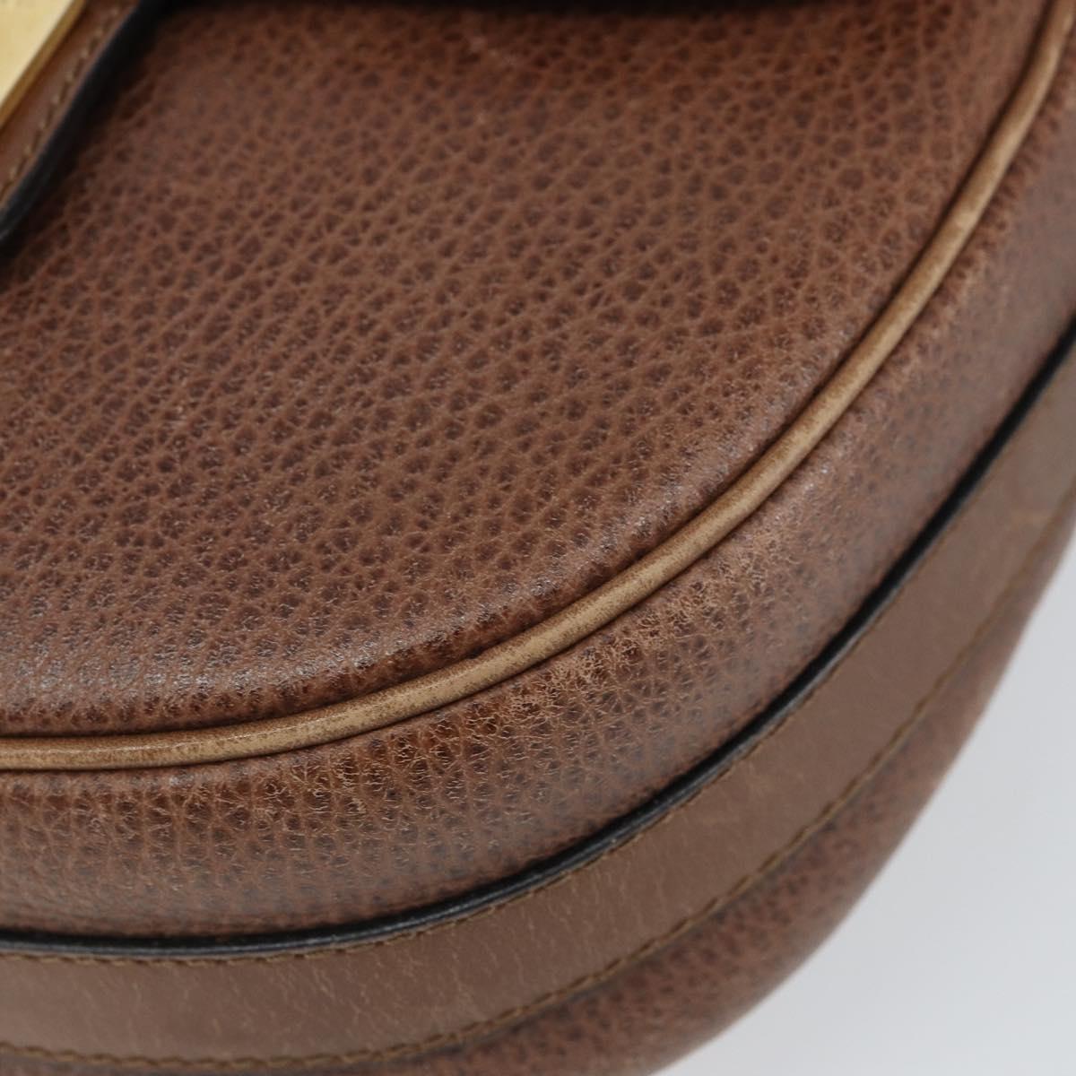 CELINE Shoulder Bag Leather Brown Gold Auth 162021