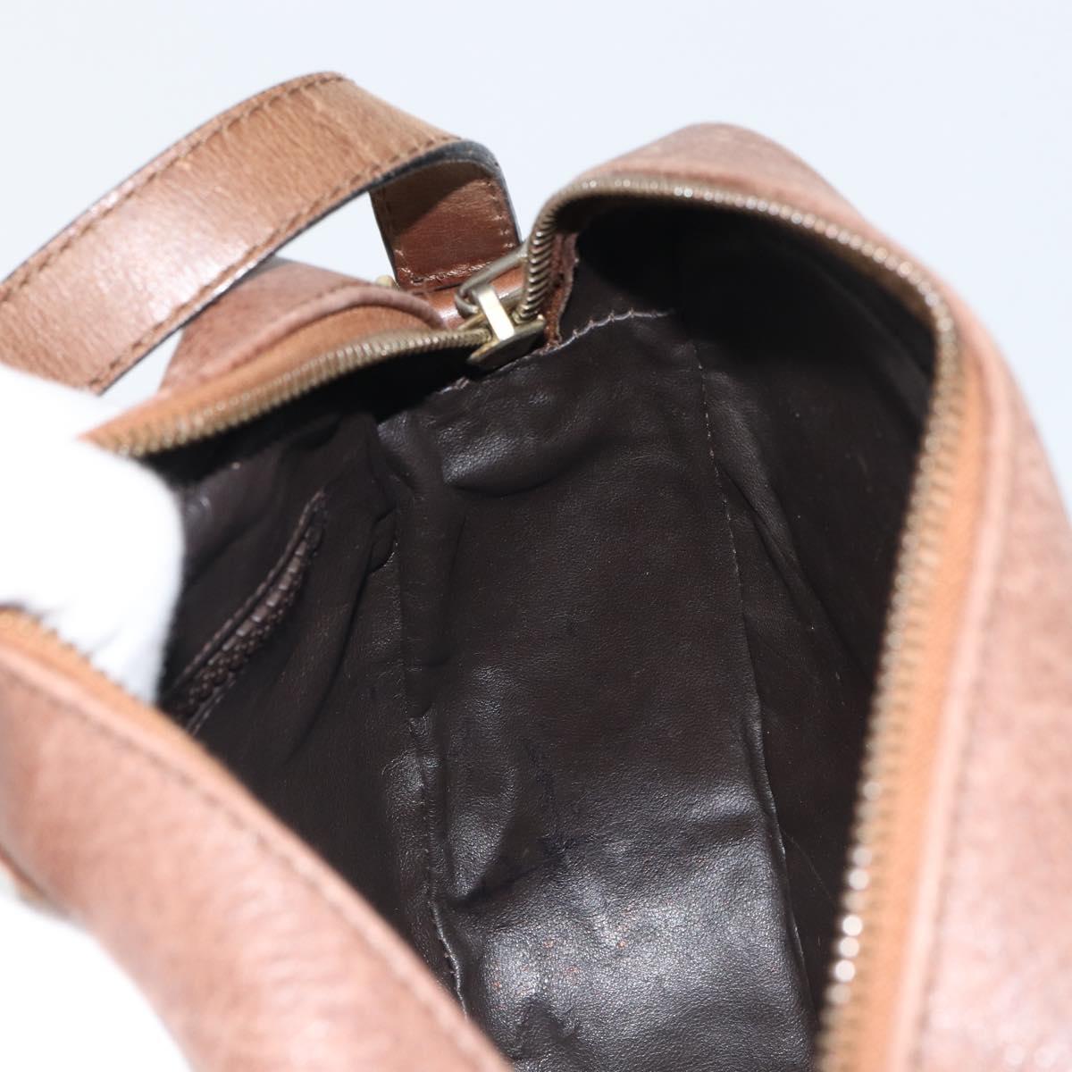 CELINE Shoulder Bag Leather Brown Gold Auth 162021