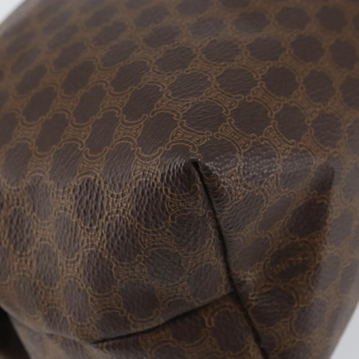 CELINE Macadam Canvas Clutch Bag PVC Leather Brown Gold Auth 162022