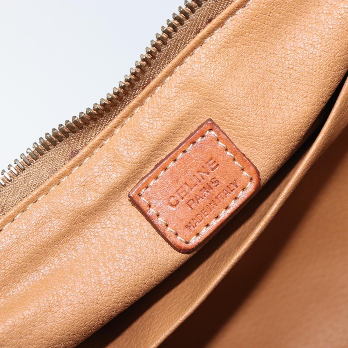 CELINE Macadam Canvas Clutch Bag PVC Leather Brown Gold Auth 162022