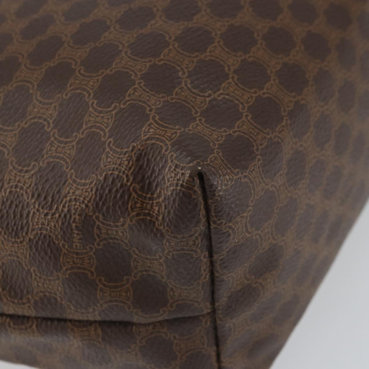 CELINE Macadam Canvas Clutch Bag PVC Leather Brown Gold Auth 162022