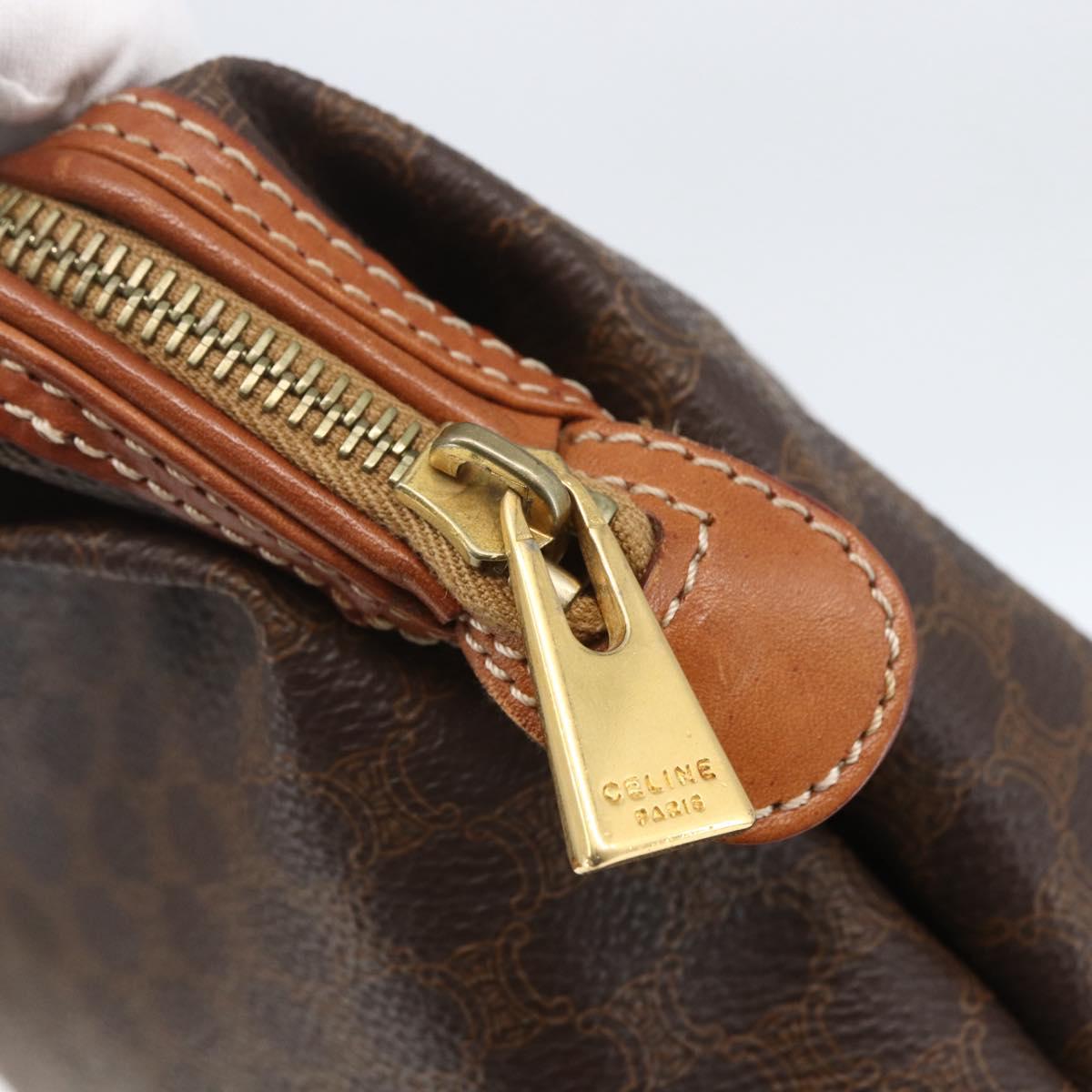 CELINE Macadam Canvas Clutch Bag PVC Leather Brown Gold Auth 162023
