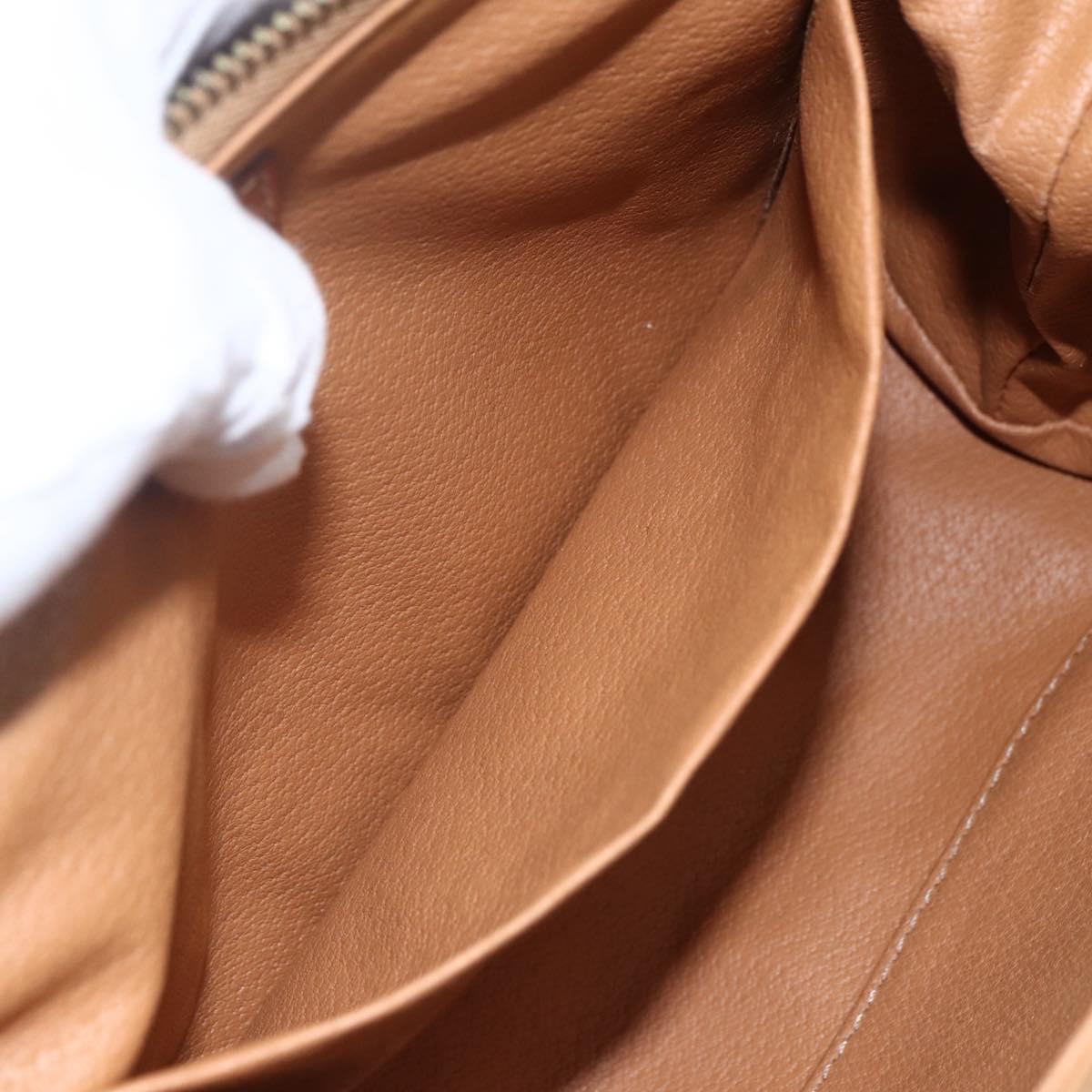 CELINE Macadam Canvas Clutch Bag PVC Leather Brown Gold Auth 162023