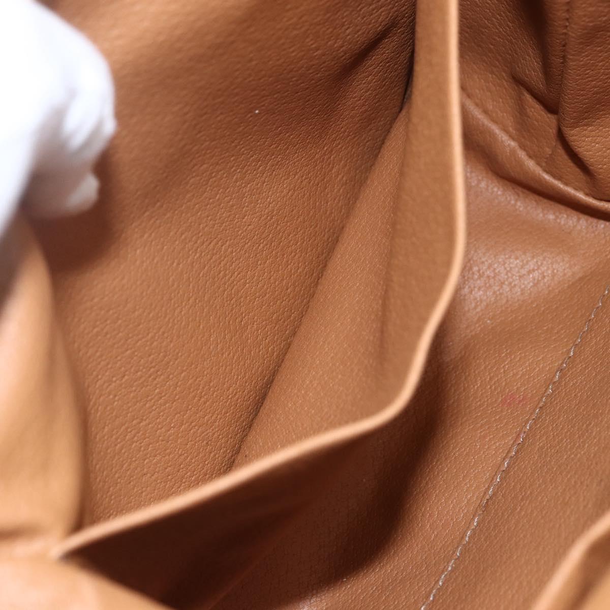 CELINE Macadam Canvas Clutch Bag PVC Leather Brown Gold Auth 162023
