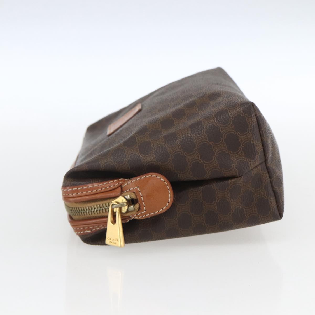 CELINE Macadam Canvas Clutch Bag PVC Leather Brown Gold Auth 162023