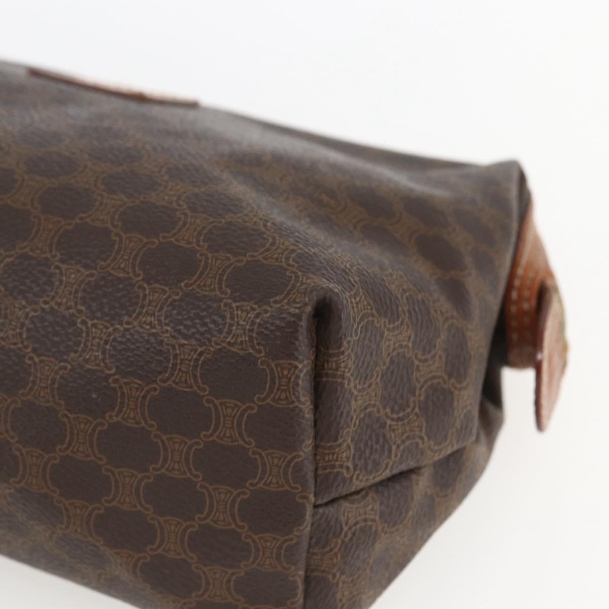 CELINE Macadam Canvas Clutch Bag PVC Leather Brown Gold Auth 162023