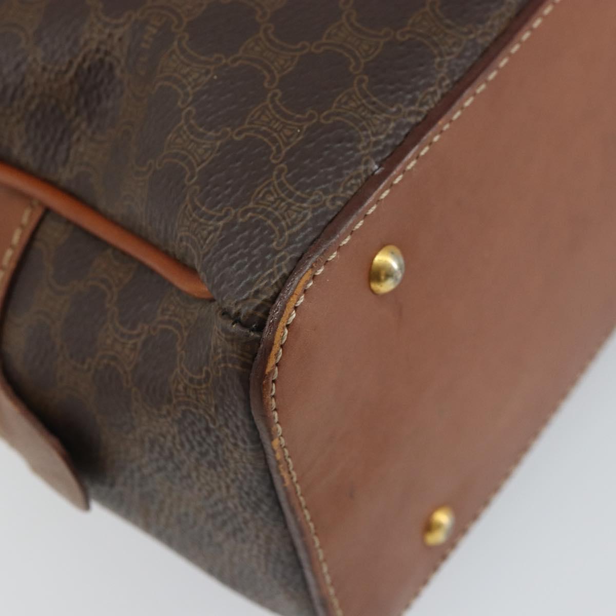 CELINE Macadam Canvas Hand Bag PVC Leather Brown Gold Auth 162026