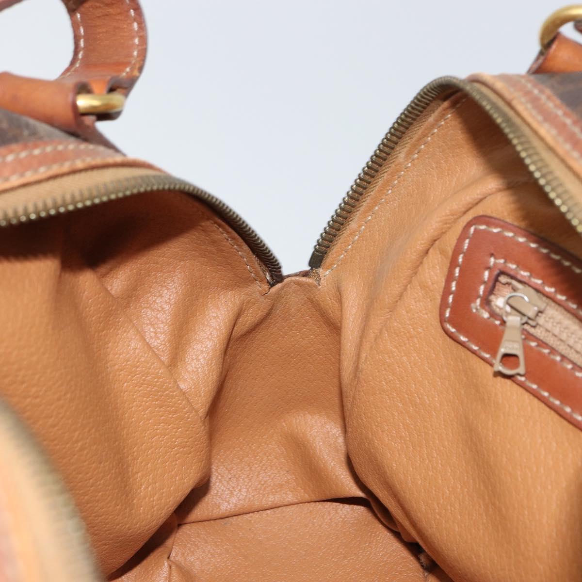 CELINE Macadam Canvas Hand Bag PVC Leather Brown Gold Auth 162026
