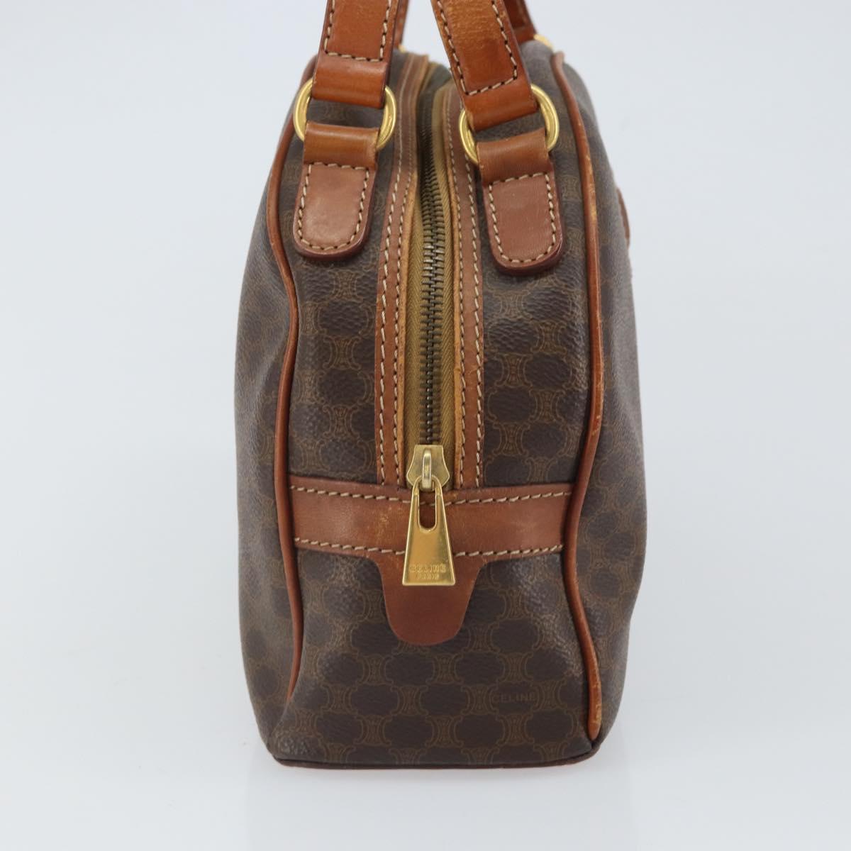 CELINE Macadam Canvas Hand Bag PVC Leather Brown Gold Auth 162026