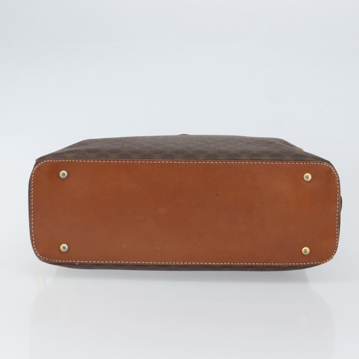 CELINE Macadam Canvas Hand Bag PVC Leather Brown Gold Auth 162026