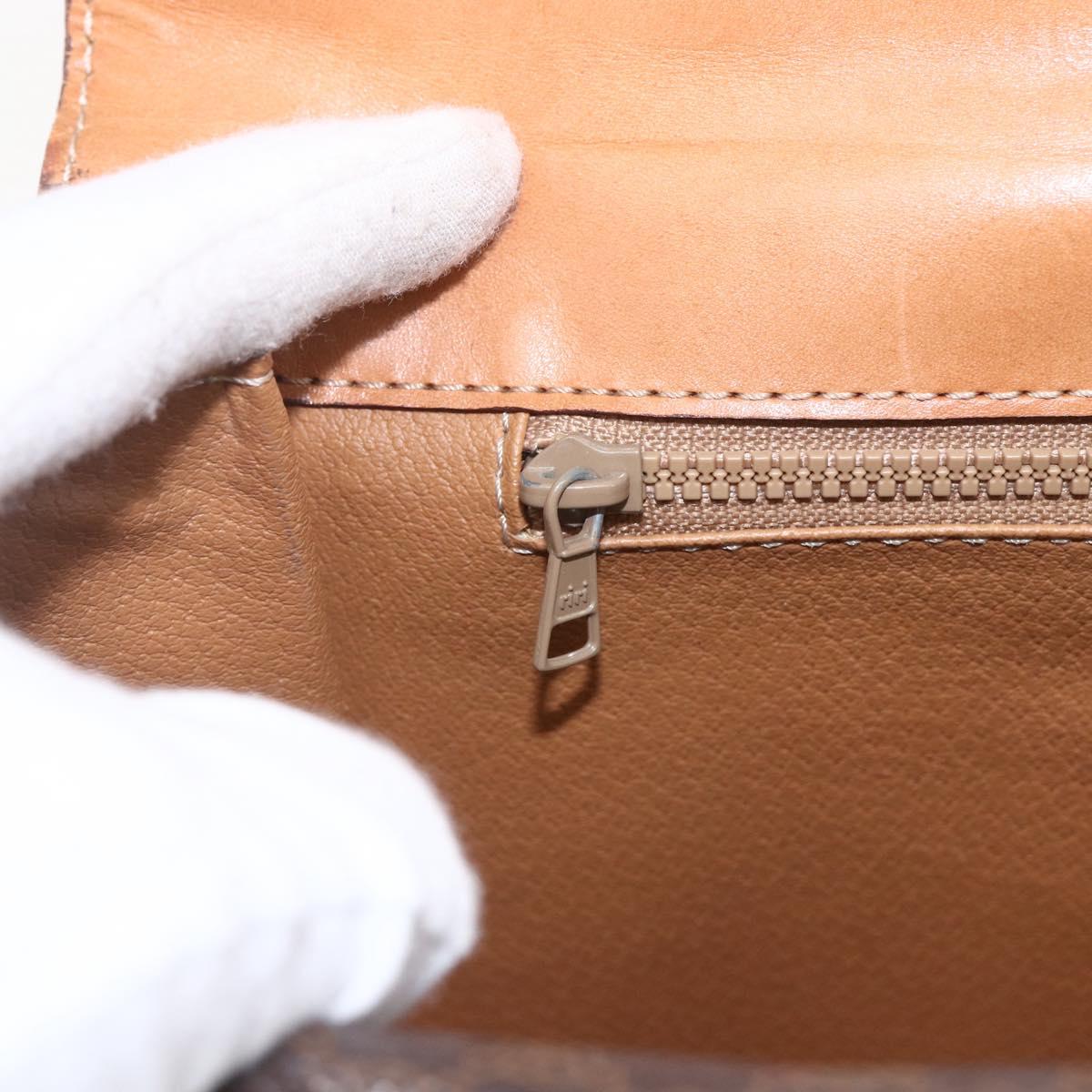 CELINE Macadam Canvas Hand Bag PVC Leather Brown Gold Auth 162027