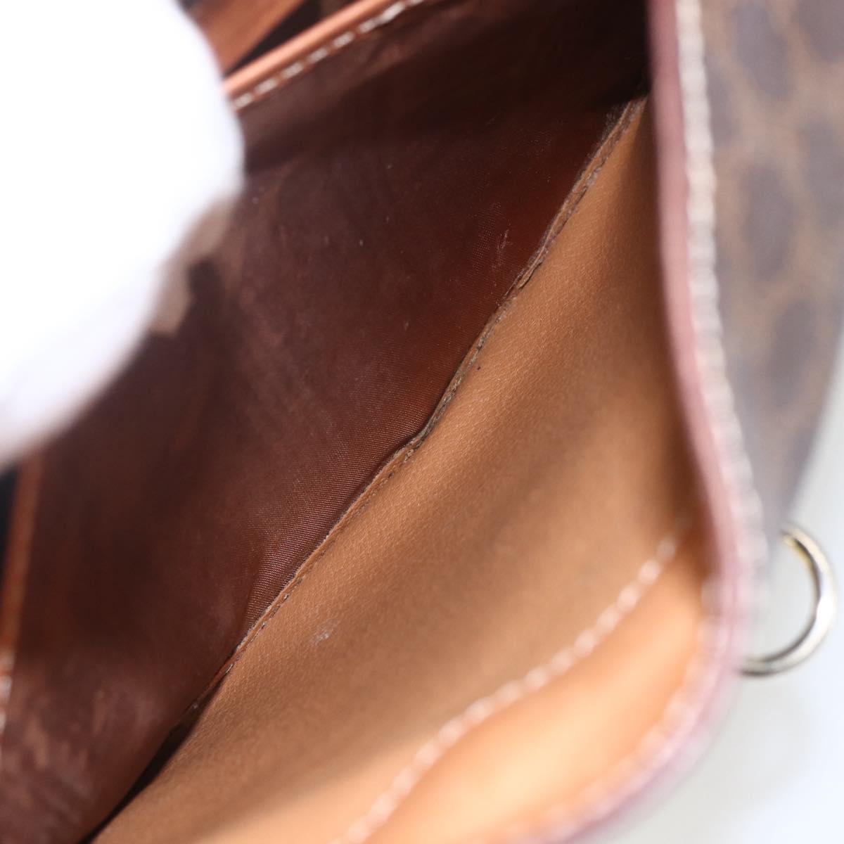 CELINE Macadam Canvas Hand Bag PVC Leather Brown Gold Auth 162027