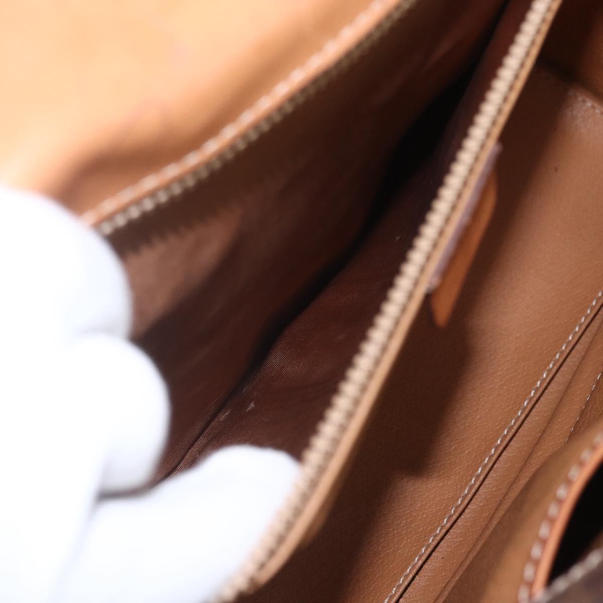 CELINE Macadam Canvas Hand Bag PVC Leather Brown Gold Auth 162027