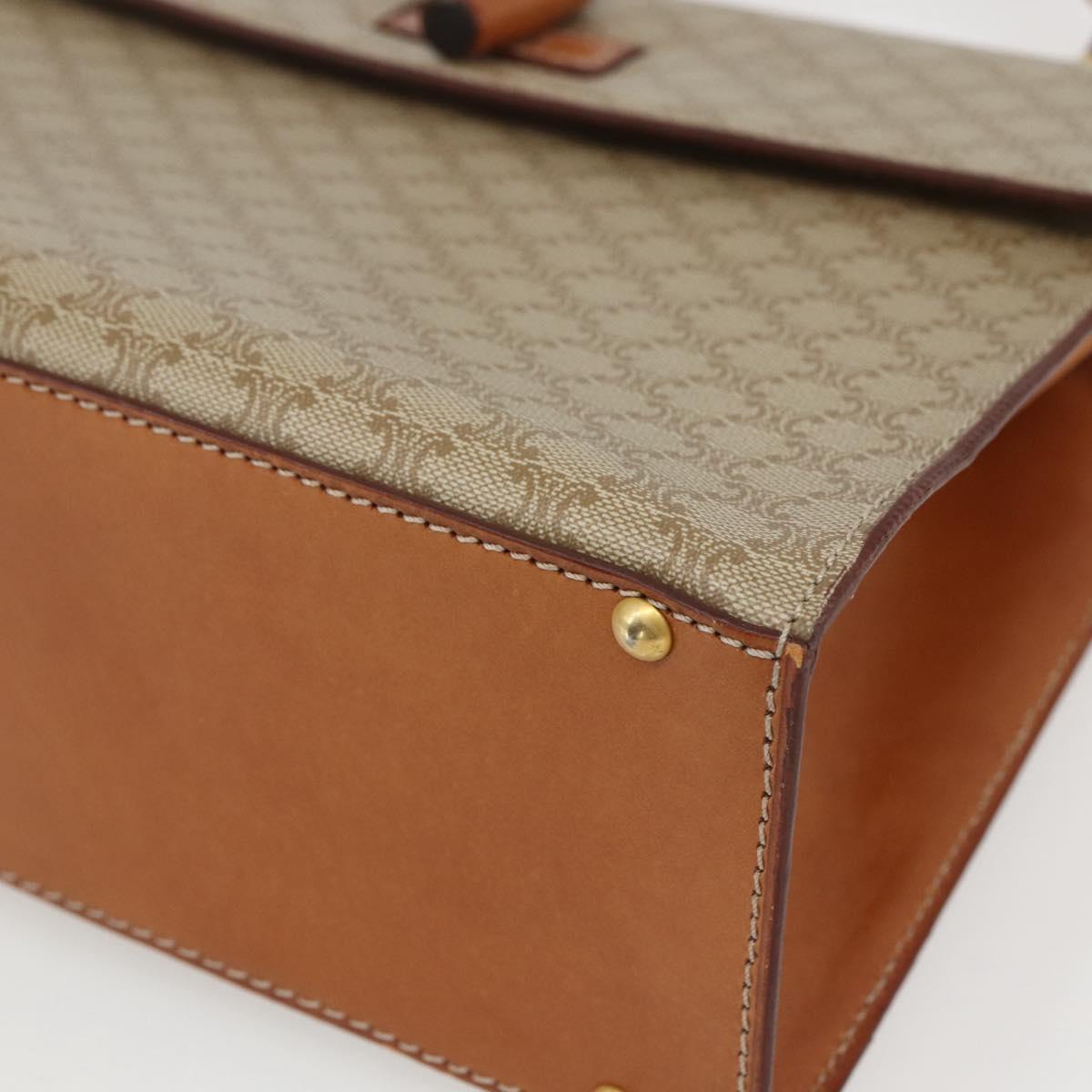 CELINE Macadam Canvas Hand Bag PVC Beige Gold Auth 162029