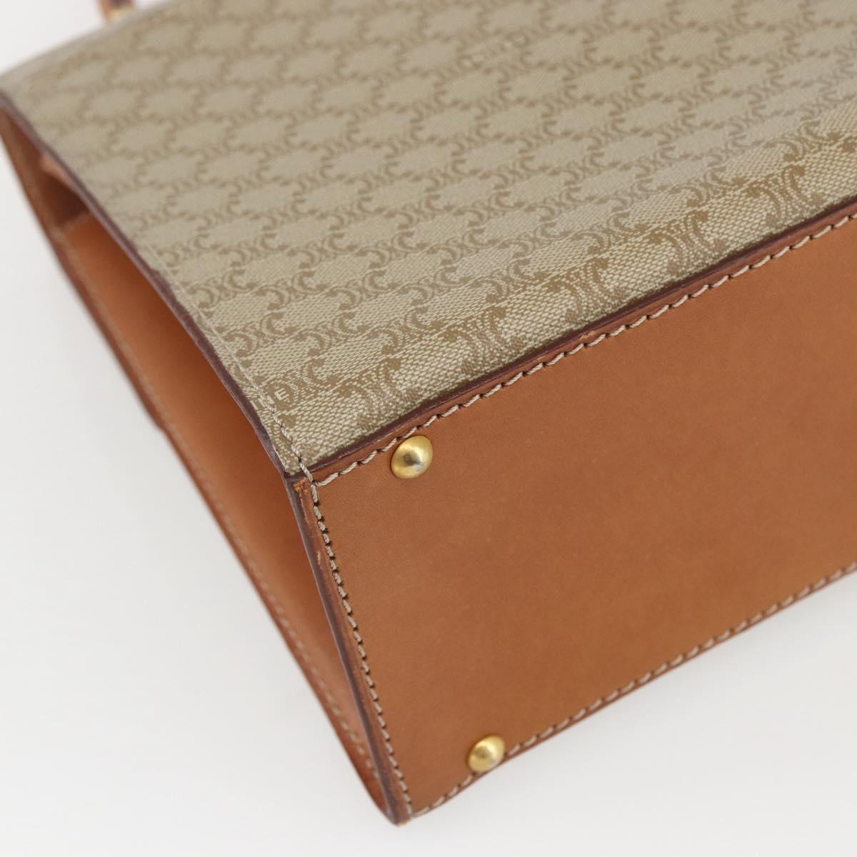 CELINE Macadam Canvas Hand Bag PVC Beige Gold Auth 162029