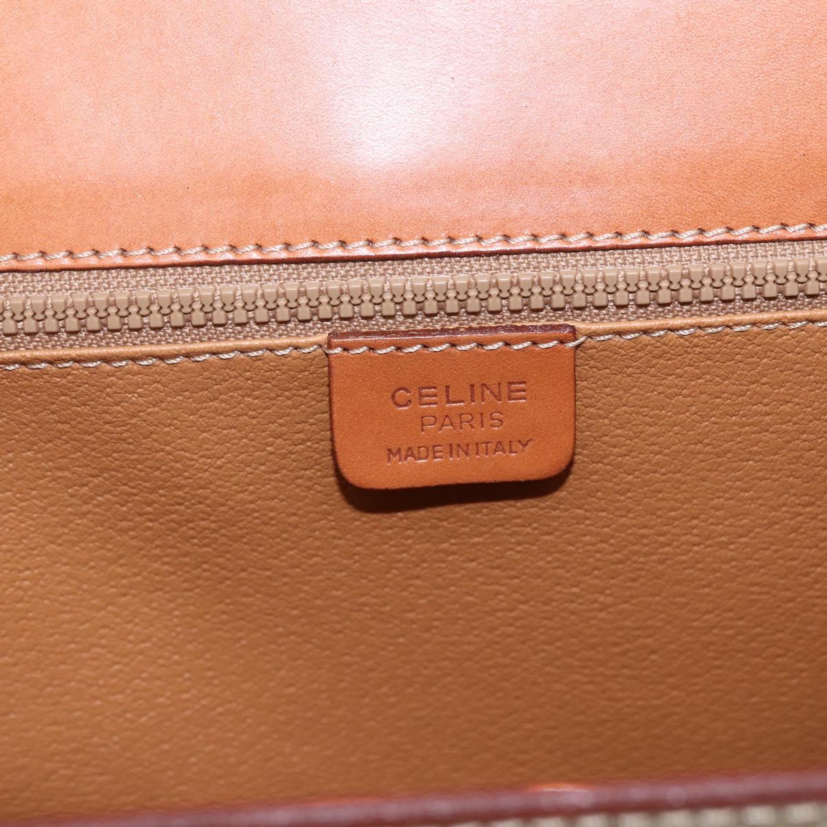 CELINE Macadam Canvas Hand Bag PVC Beige Gold Auth 162029