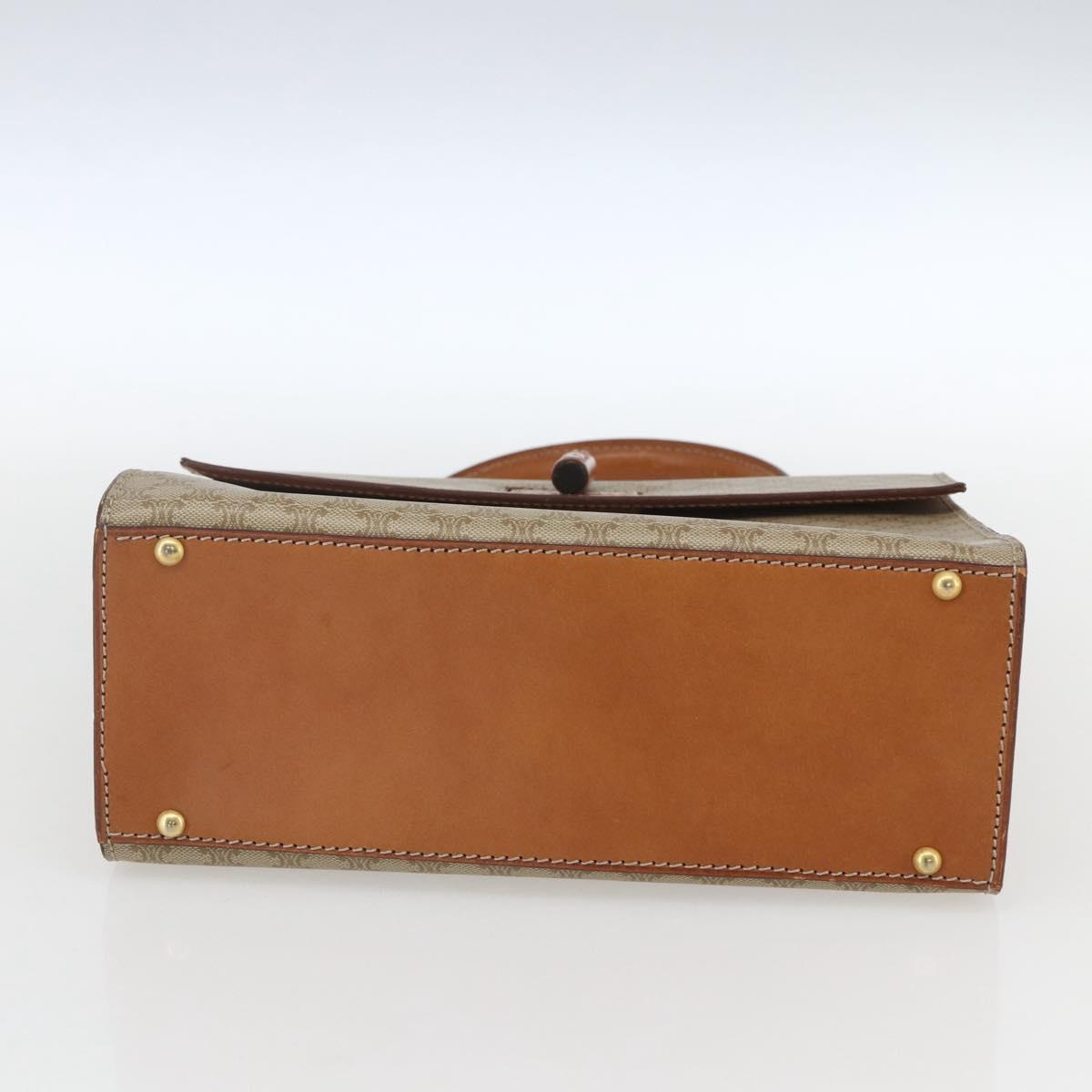 CELINE Macadam Canvas Hand Bag PVC Beige Gold Auth 162029
