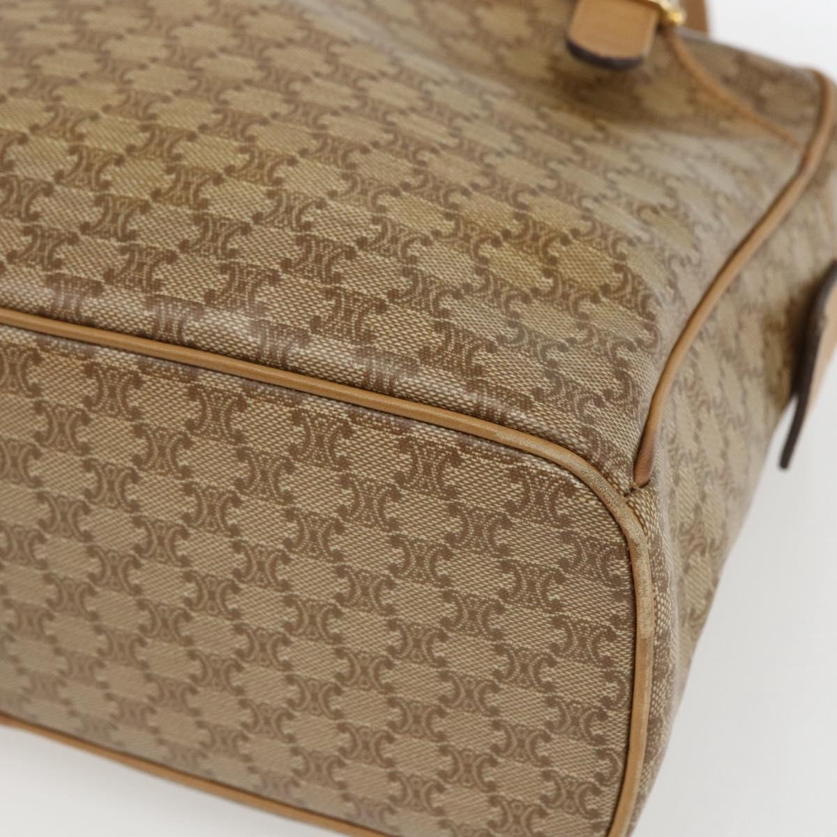 CELINE Macadam Canvas Hand Bag PVC Beige Gold Auth 162030