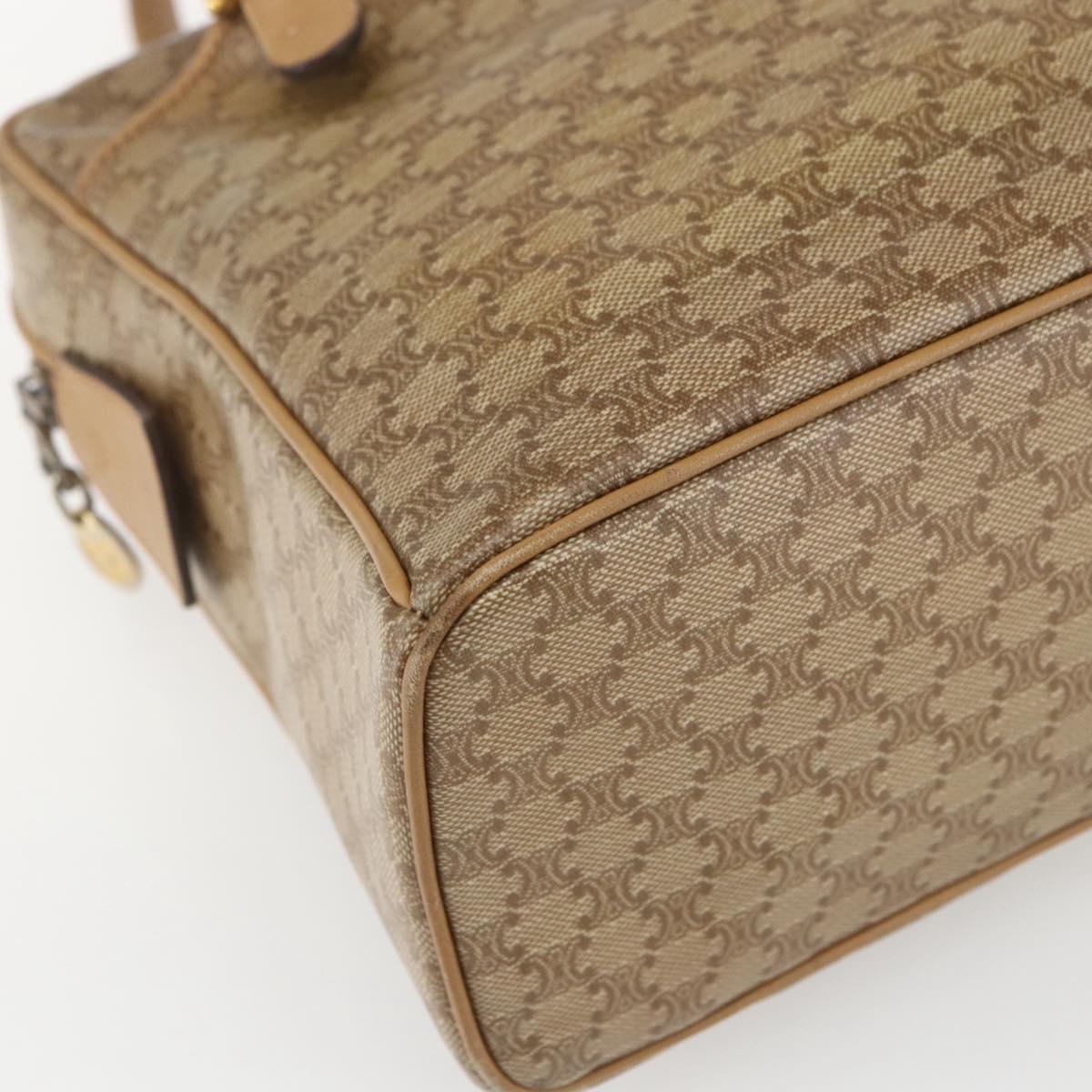 CELINE Macadam Canvas Hand Bag PVC Beige Gold Auth 162030