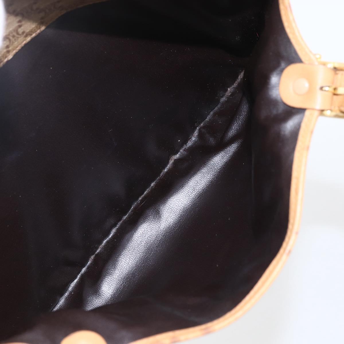 CELINE Macadam Canvas Hand Bag PVC Beige Gold Auth 162030