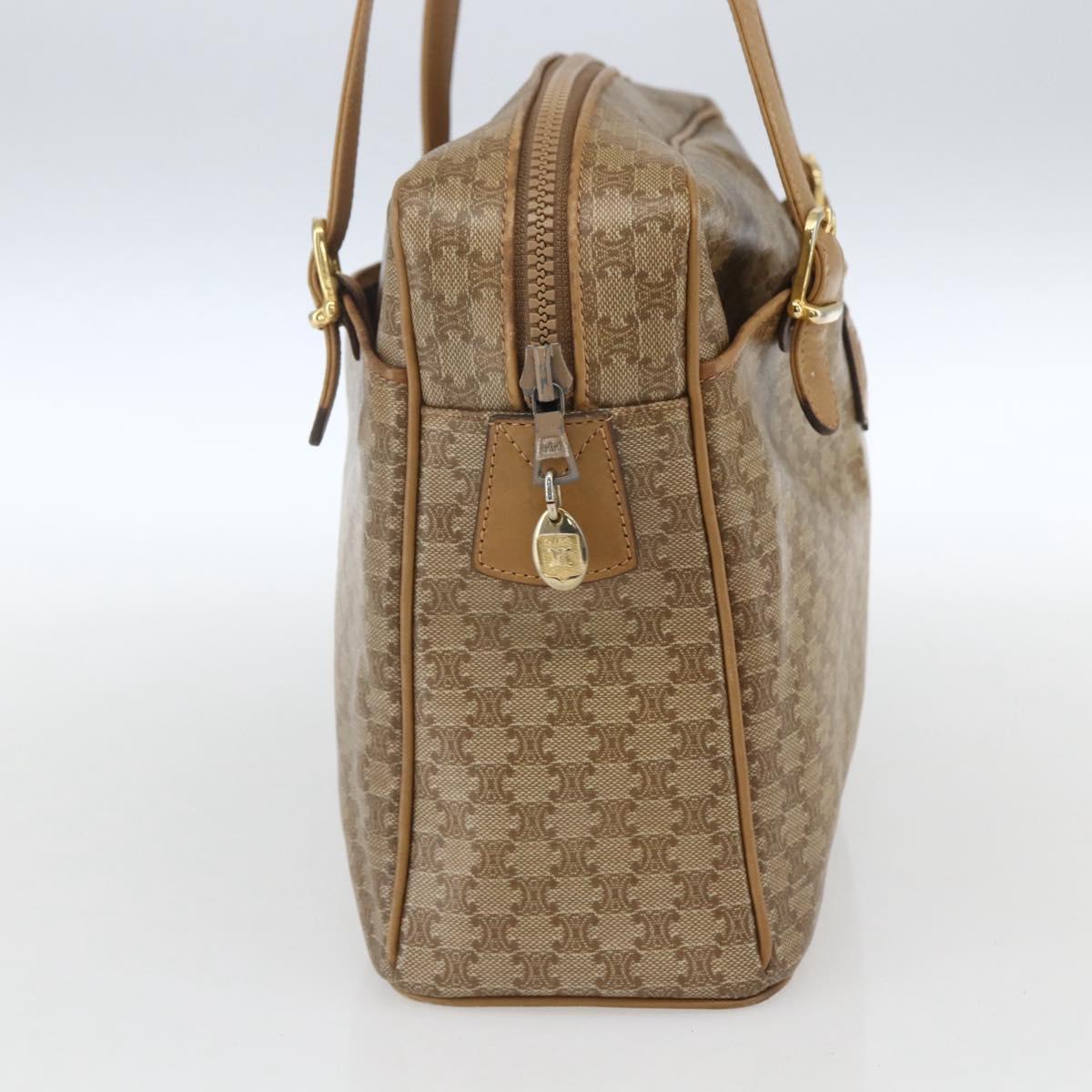 CELINE Macadam Canvas Hand Bag PVC Beige Gold Auth 162030